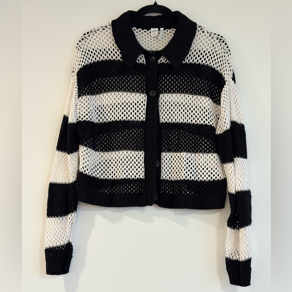 Twik Black and White Mesh Cardigan